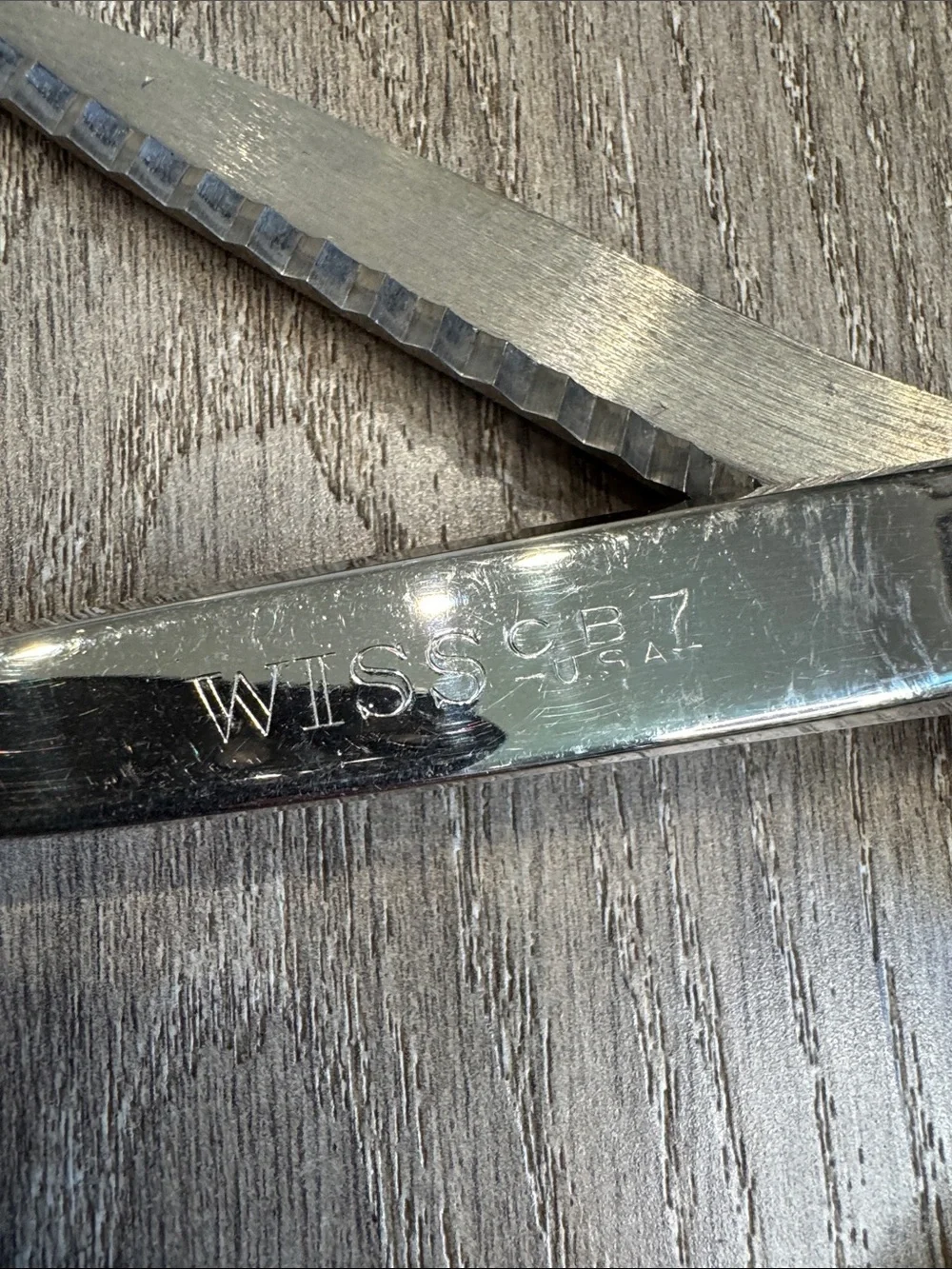 vintage Wiss CB7 pinking shears made in the U.S.A..